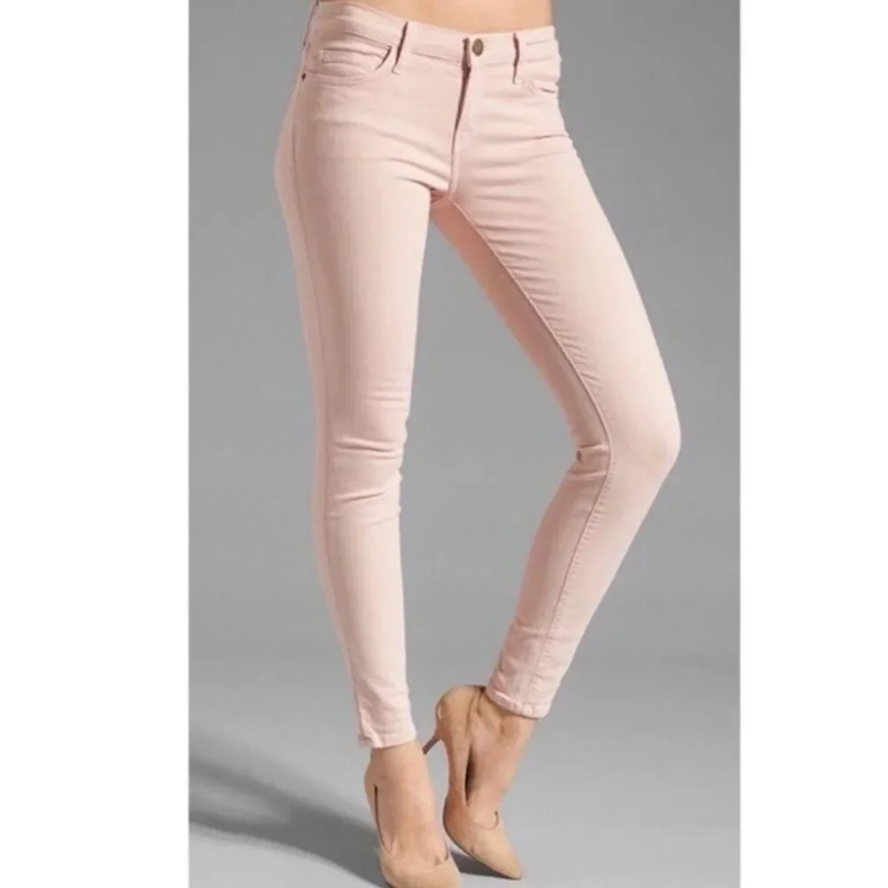Current/Elliot‎ Stiletto Pants Pink Skinny Jeans Denim Raw Hem Low Rise 24 NEW